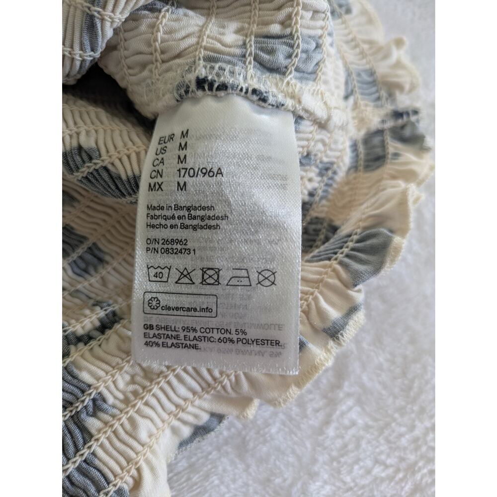 H&M Tube Top Womens‎ Size Medium Black Cream Geometric Cropped Strapless Stretch - Picture 7 of 7
